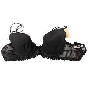 Simone Perele Black Floral Lace‎ Underwire Bra C 95 EU 80 FR 36 INT New
